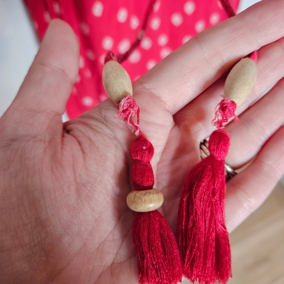 Maeve Anthropologie Kira Printed Floral Maxi Dress Spaghetti Strap‎ Tassel XL - Picture 5 of 5